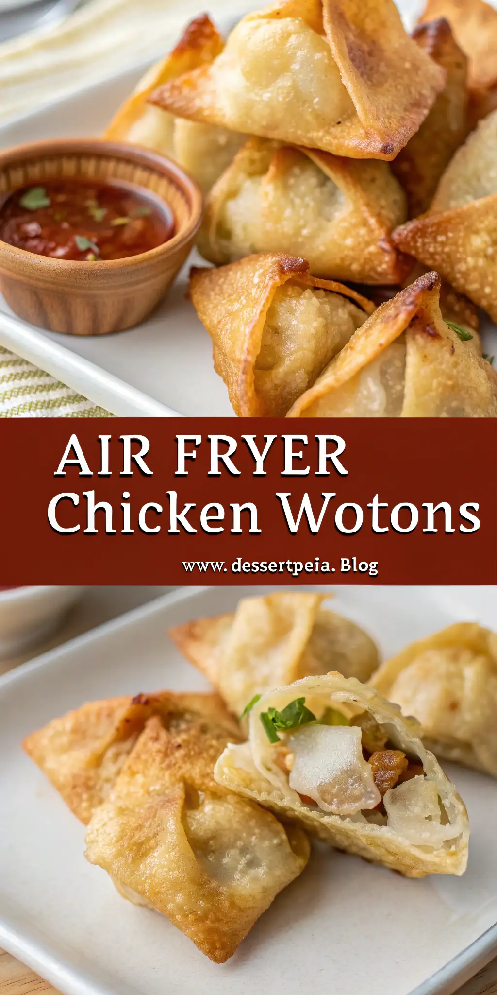 Pinterest image 1 for Air Fryer Chicken Wontons