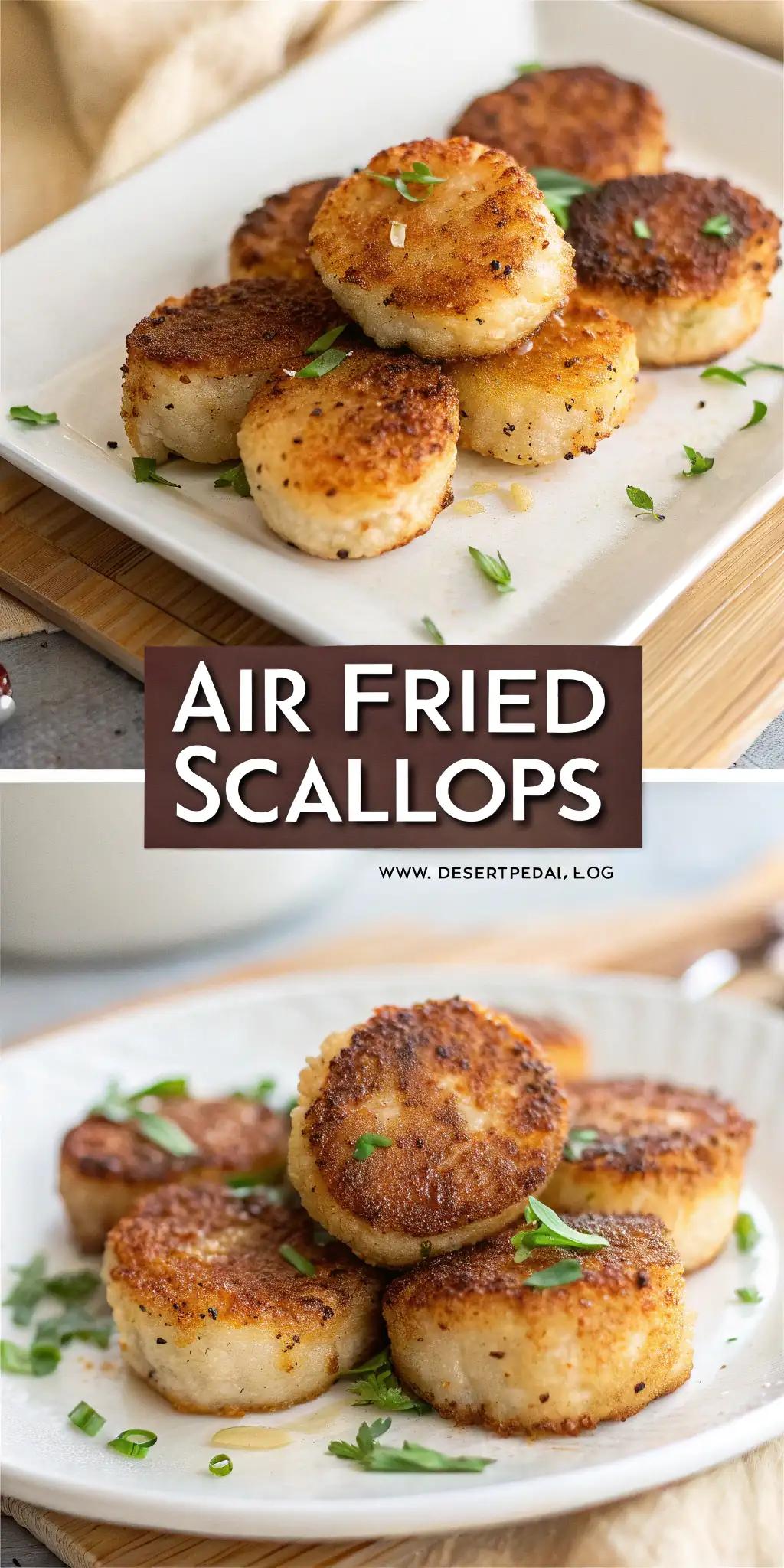 Pinterest image 1 for Air Fryer Scallops