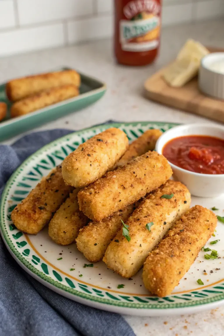 A delicious plate of Air Fryer Mozzarella Sticks