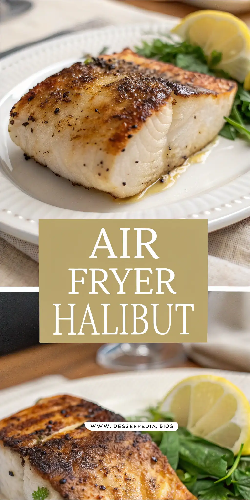 Pinterest image 1 for Air Fryer Halibut