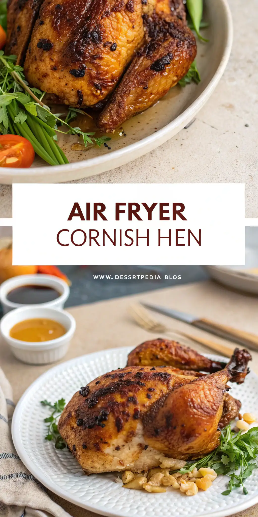 Pinterest image 2 for Air Fryer Cornish Hen