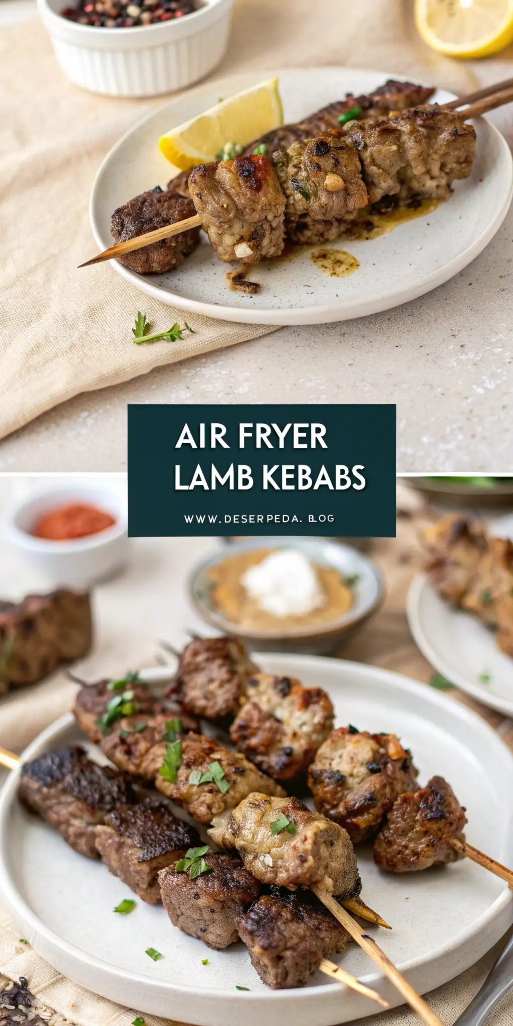 Pinterest image 1 for Air Fryer Lamb Kebabs