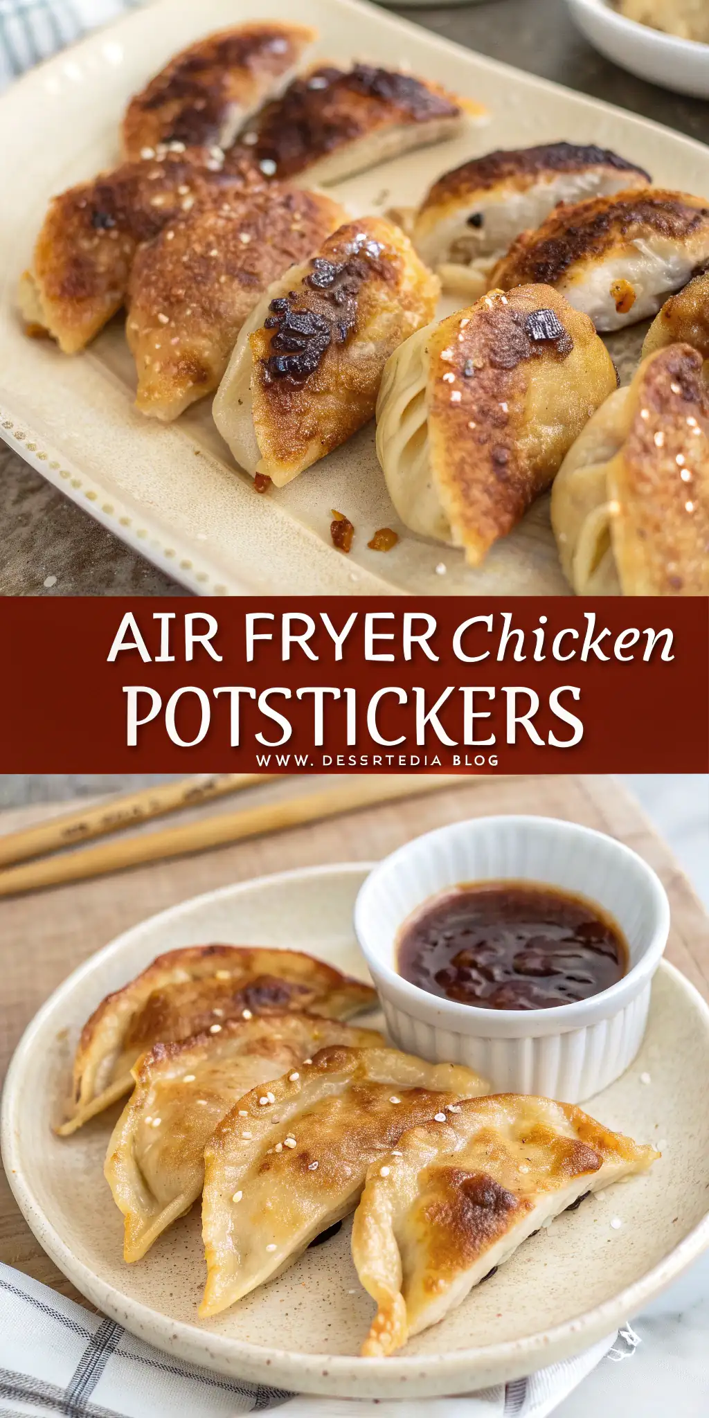 Pinterest image 2 for Air Fryer Chicken Potstickers