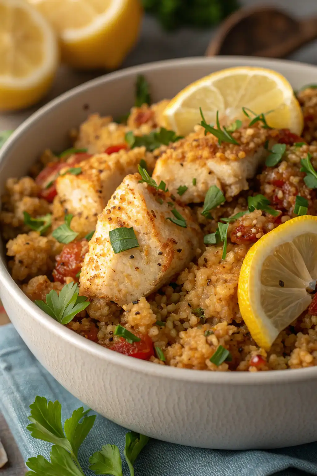 A delicious plate of Air Fryer Chicken Quinoa