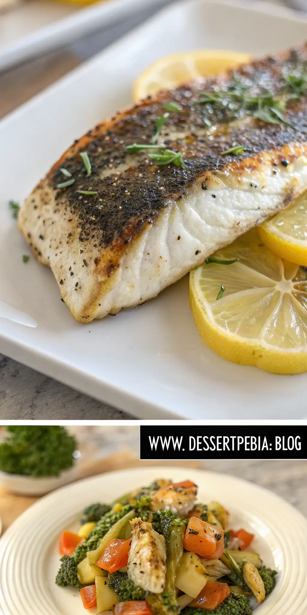 Pinterest image 1 for Air Fryer Sea Bass