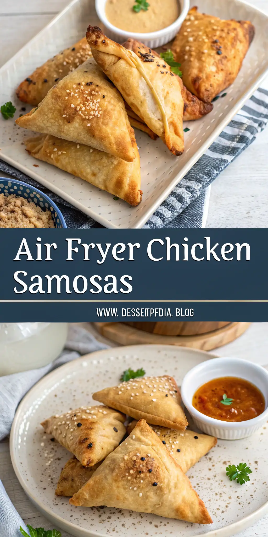 Pinterest image 2 for Air Fryer Chicken Samosas
