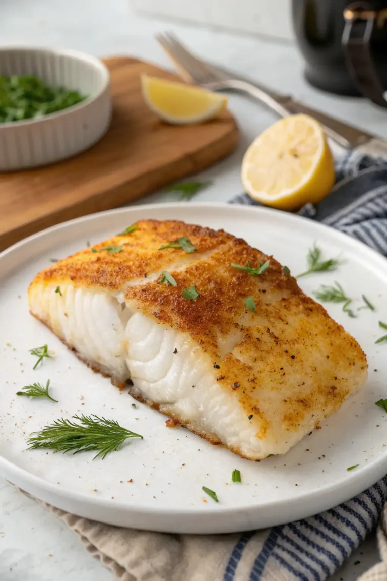 A delicious plate of Air Fryer Halibut