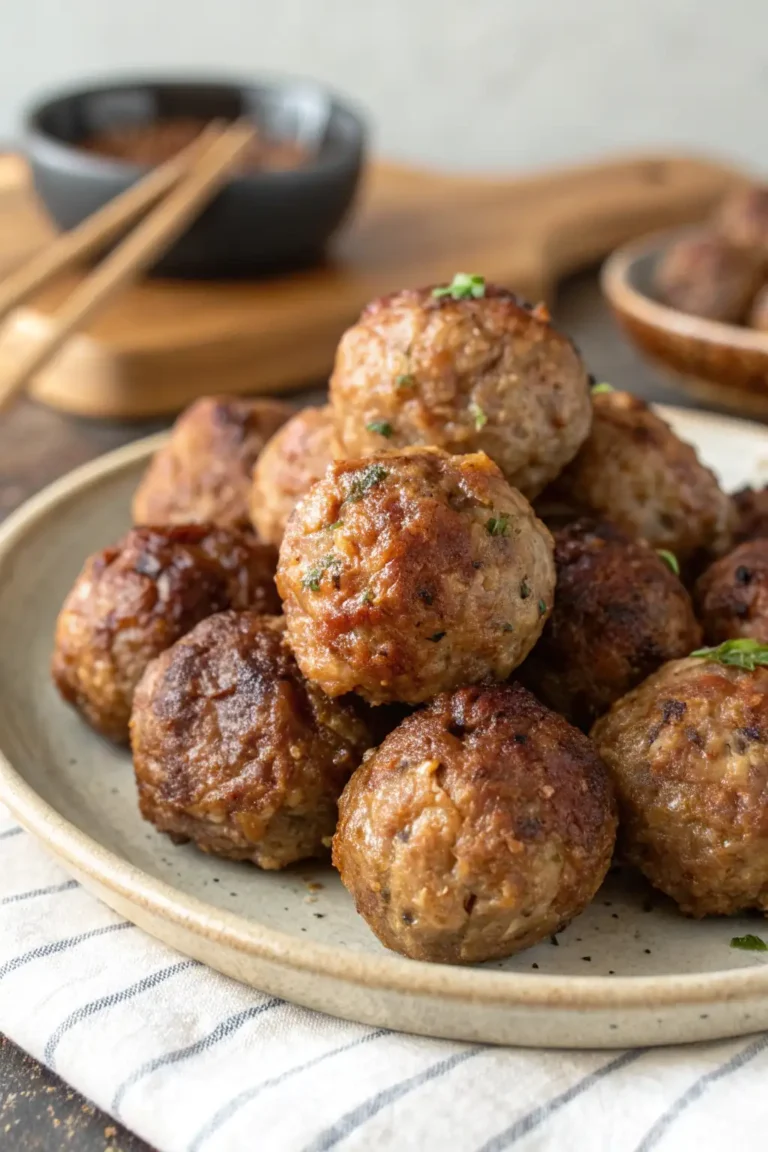 A delicious plate of Air Fryer Lamb Meatballs