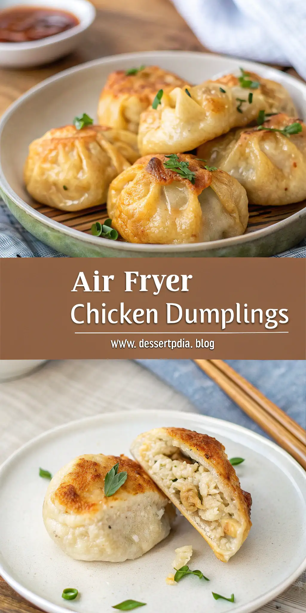 Pinterest image 2 for Air Fryer Chicken Dumplings