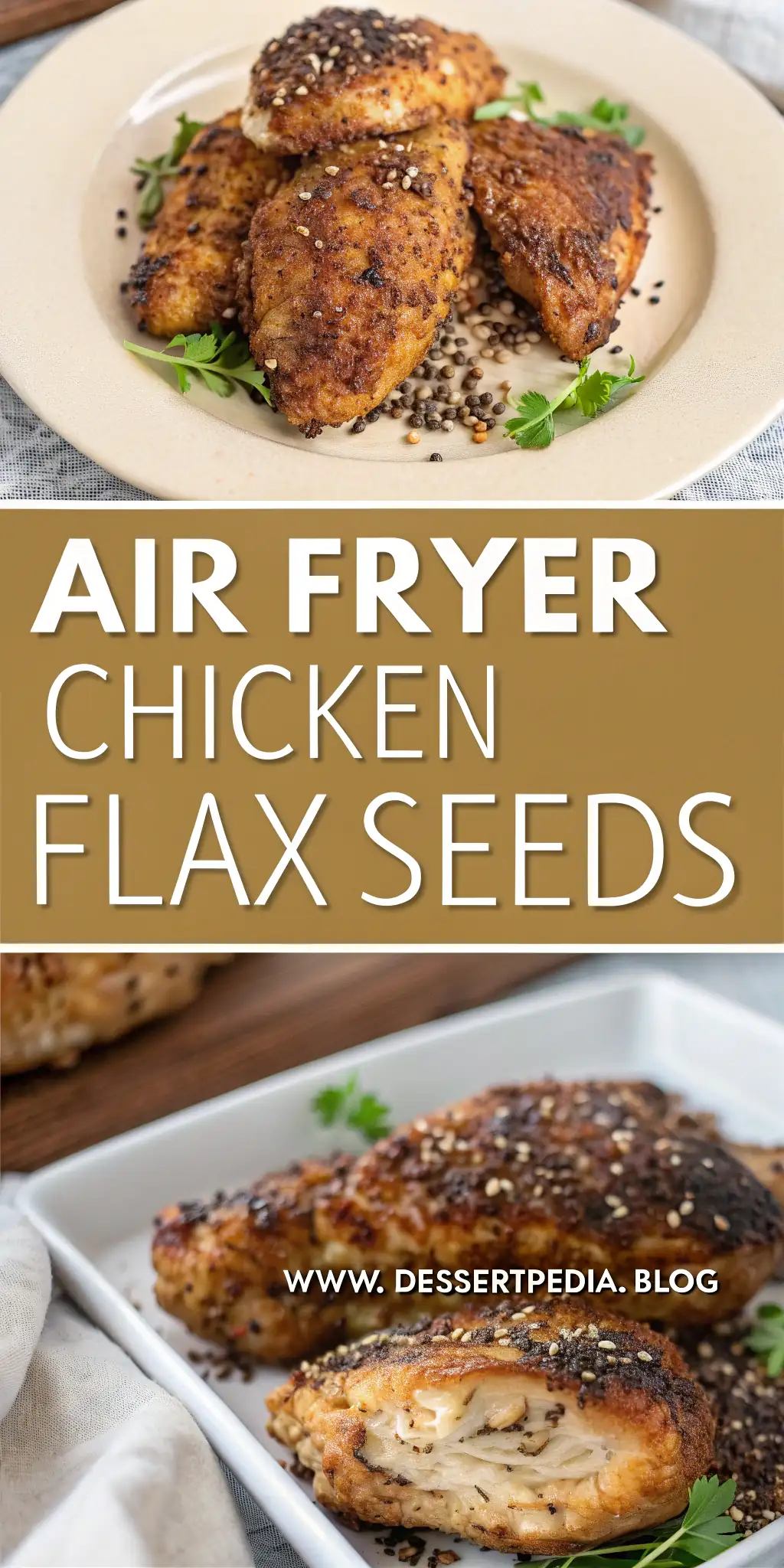Pinterest image 1 for Air Fryer Chicken Flax Seeds