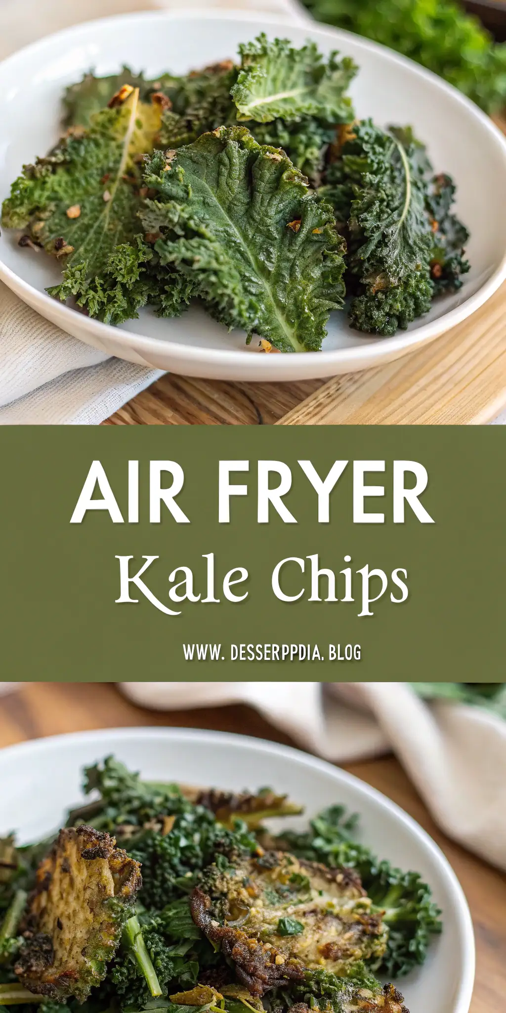 Pinterest image 1 for Air Fryer Kale Chips