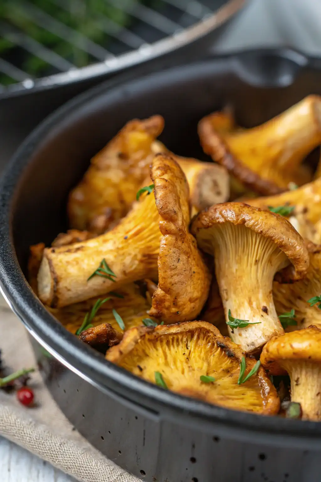 A delicious plate of Air Fryer Chanterelles