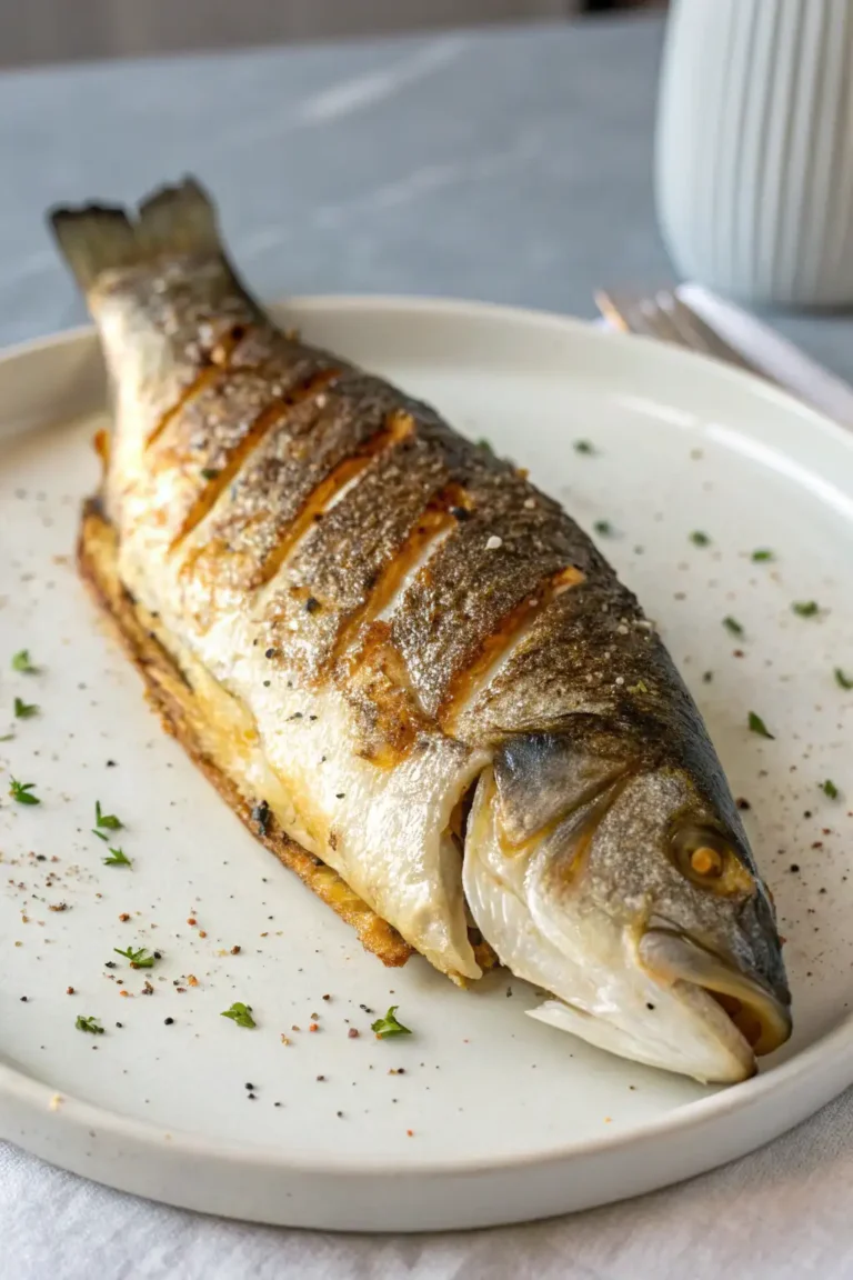 A delicious plate of Air Fryer Sea Bass