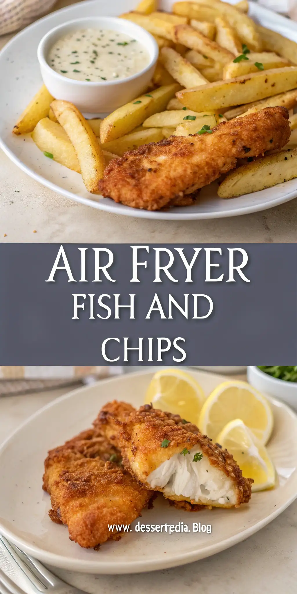 Pinterest image 1 for Air Fryer Fish and Chips