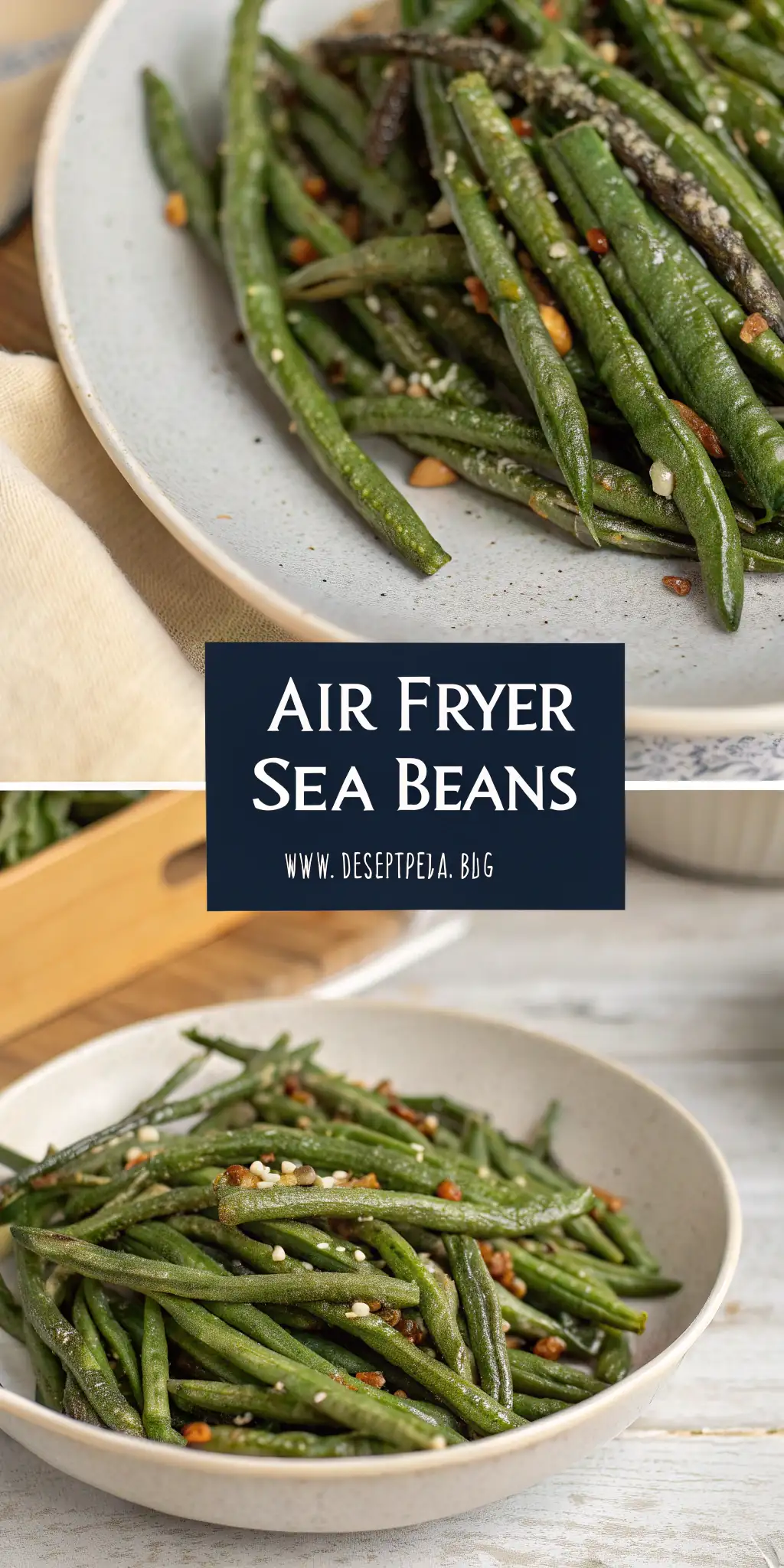 Pinterest image 1 for Air Fryer Sea Beans
