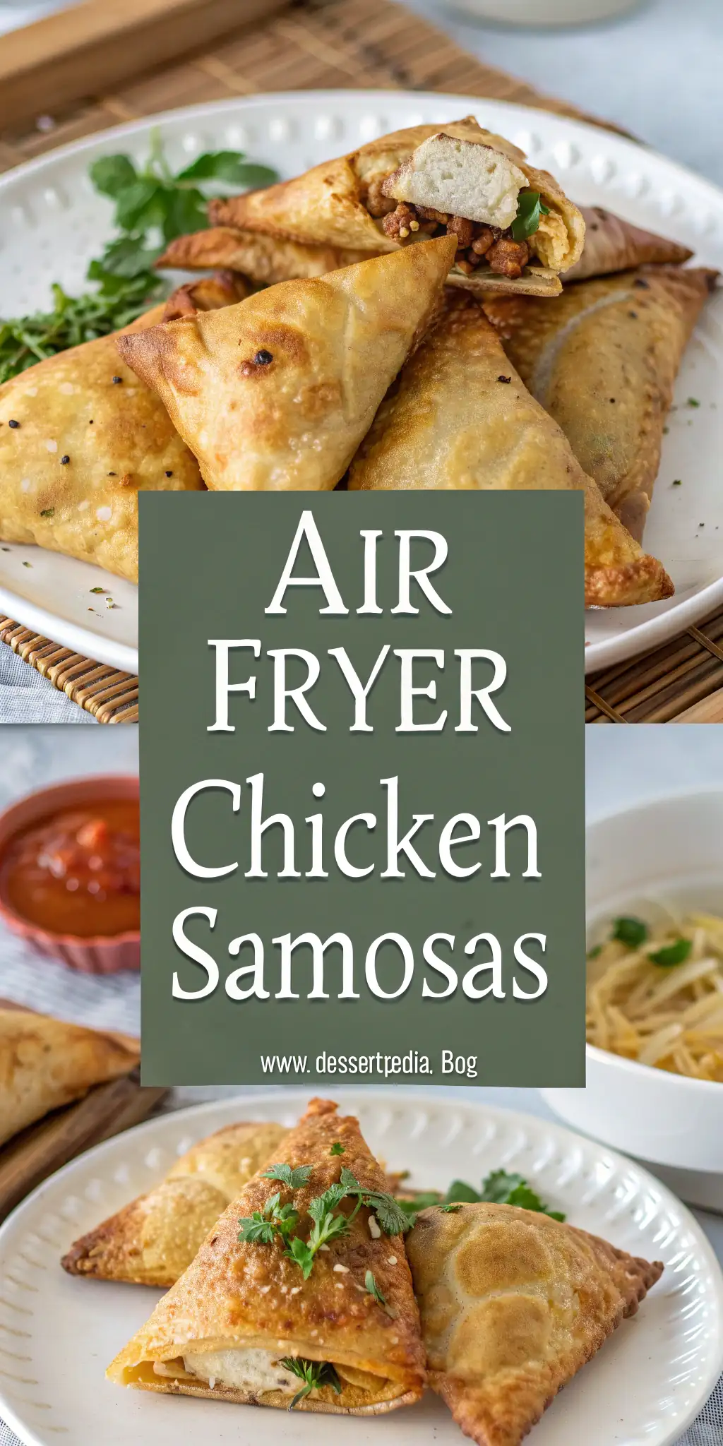 Pinterest image 1 for Air Fryer Chicken Samosas