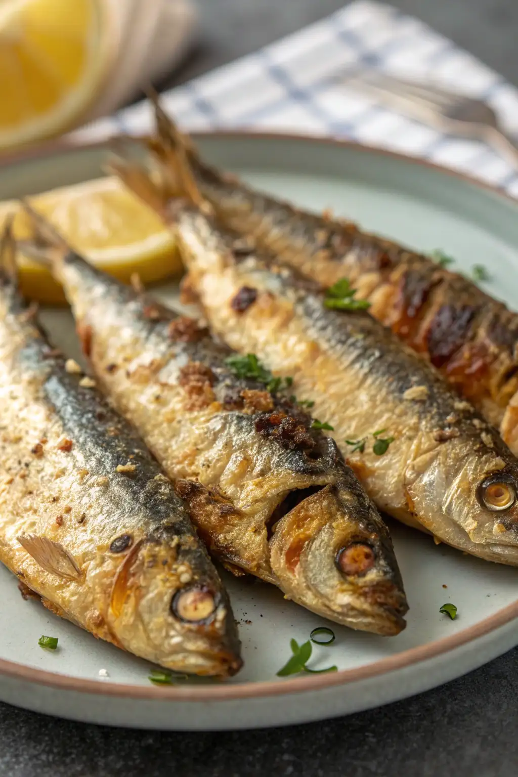 A delicious plate of Air Fryer Sardines