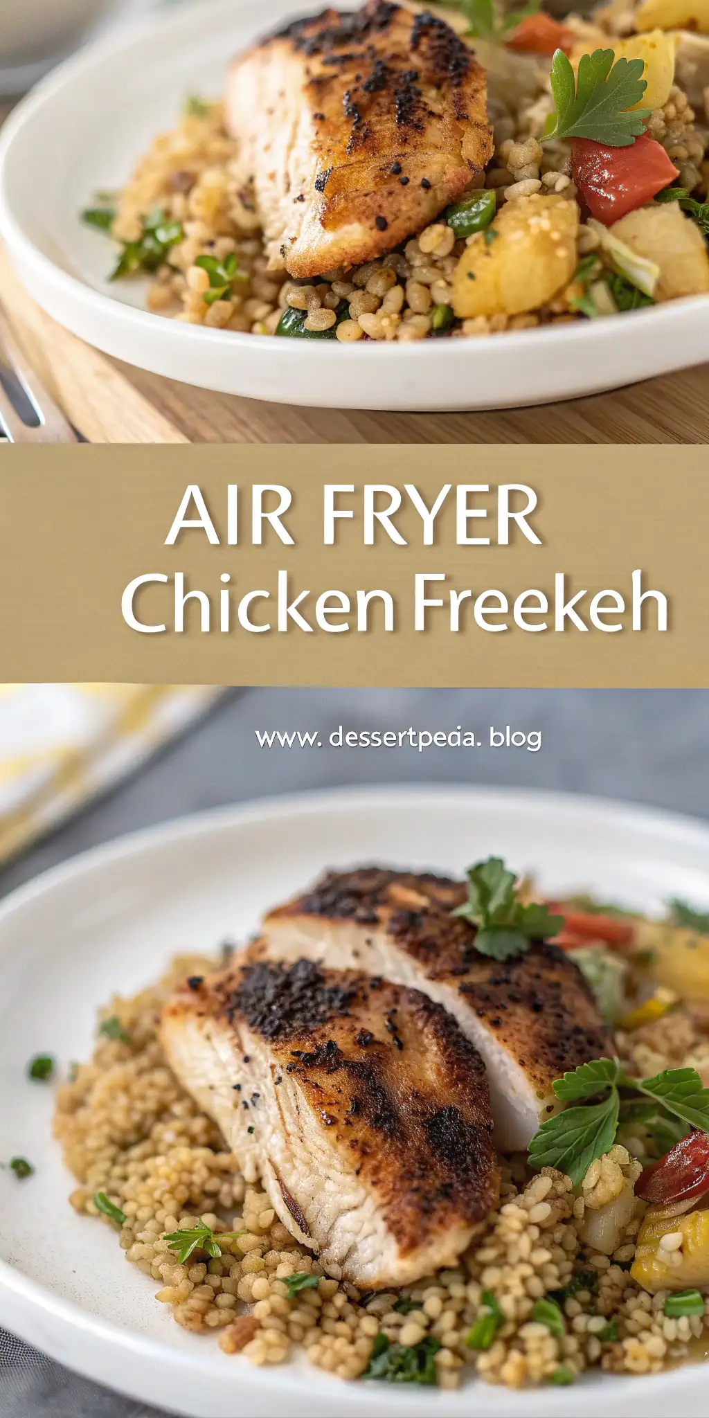 Pinterest image 2 for Air Fryer Chicken Freekeh