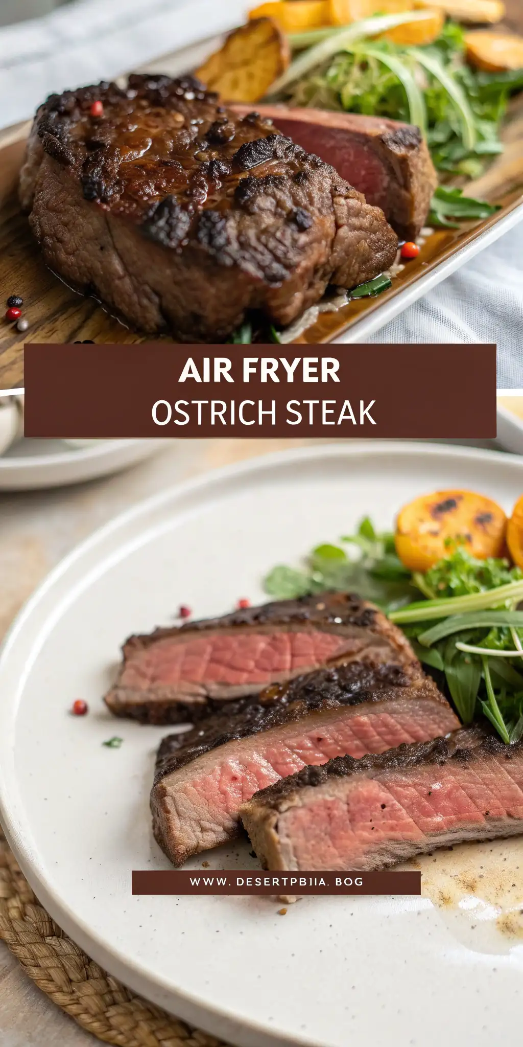 Pinterest image 1 for Air Fryer Ostrich Steak