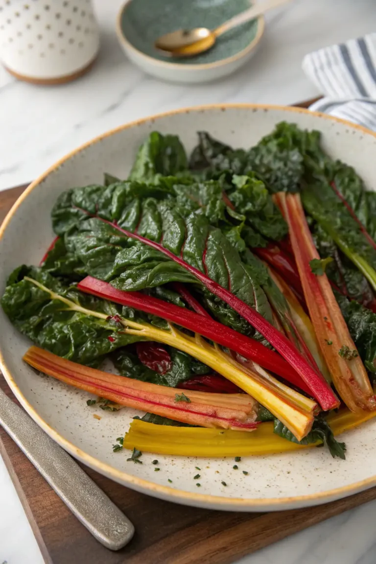 A delicious plate of Air Fryer Swiss Chard