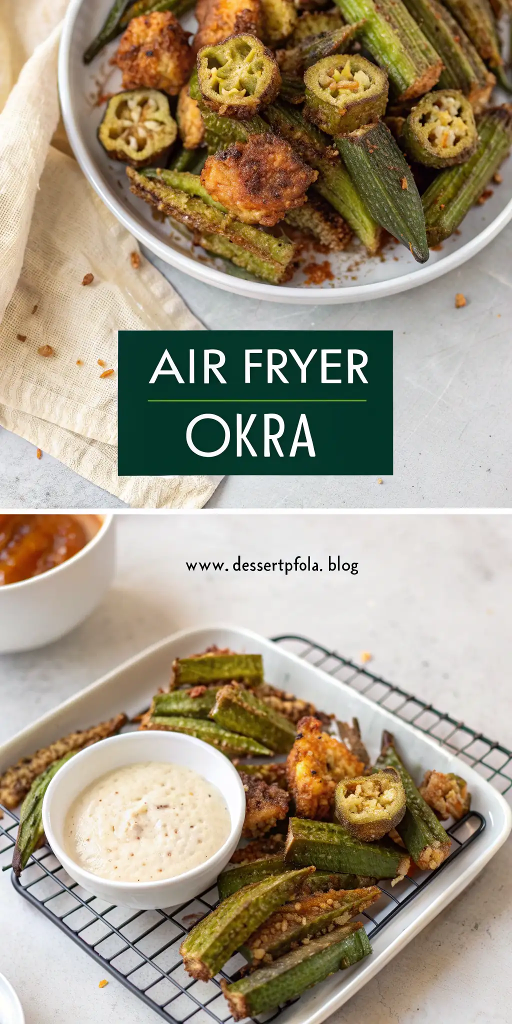 Pinterest image 1 for Air Fryer Okra