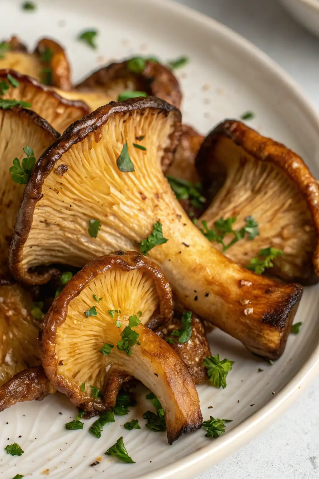 A delicious plate of Air Fryer Oyster Mushrooms