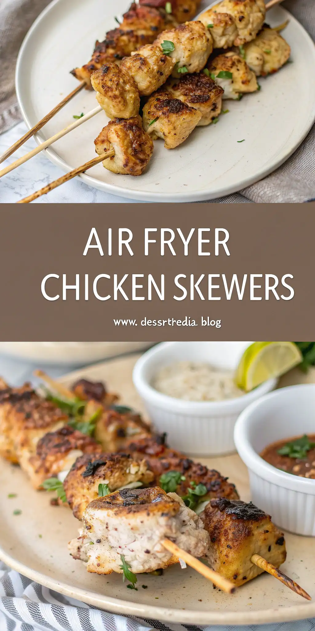 Pinterest image 2 for Air Fryer Chicken Skewers