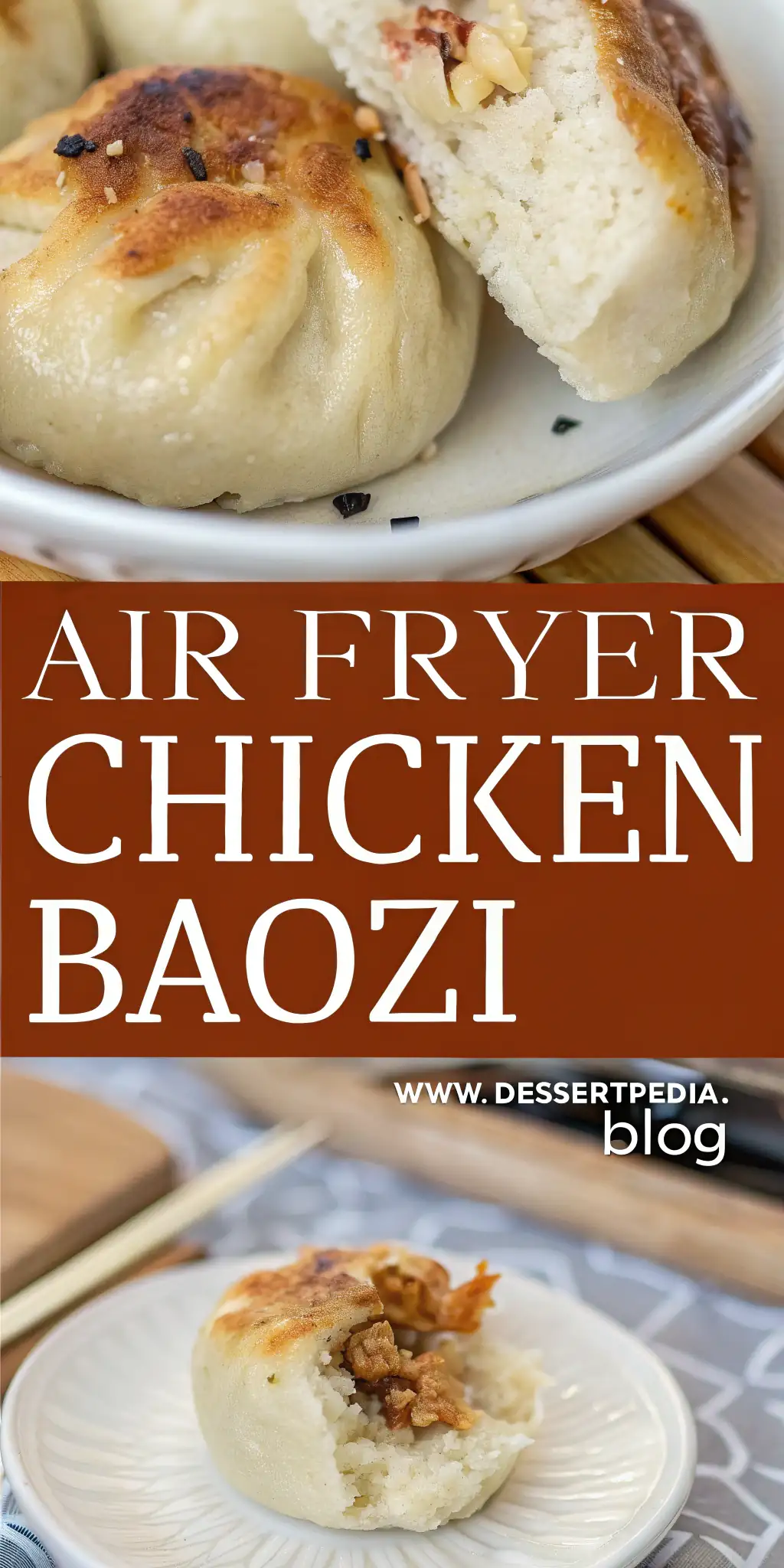 Pinterest image 1 for Air Fryer Chicken Baozi