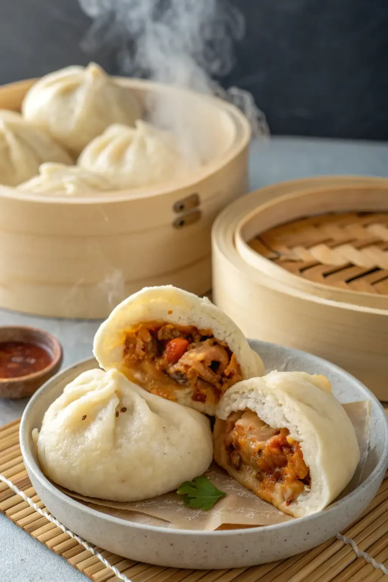 A delicious plate of Air Fryer Chicken Baozi