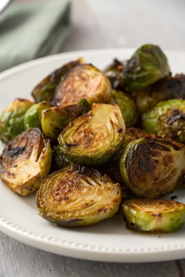 A delicious plate of Air Fryer Brussels Sprouts