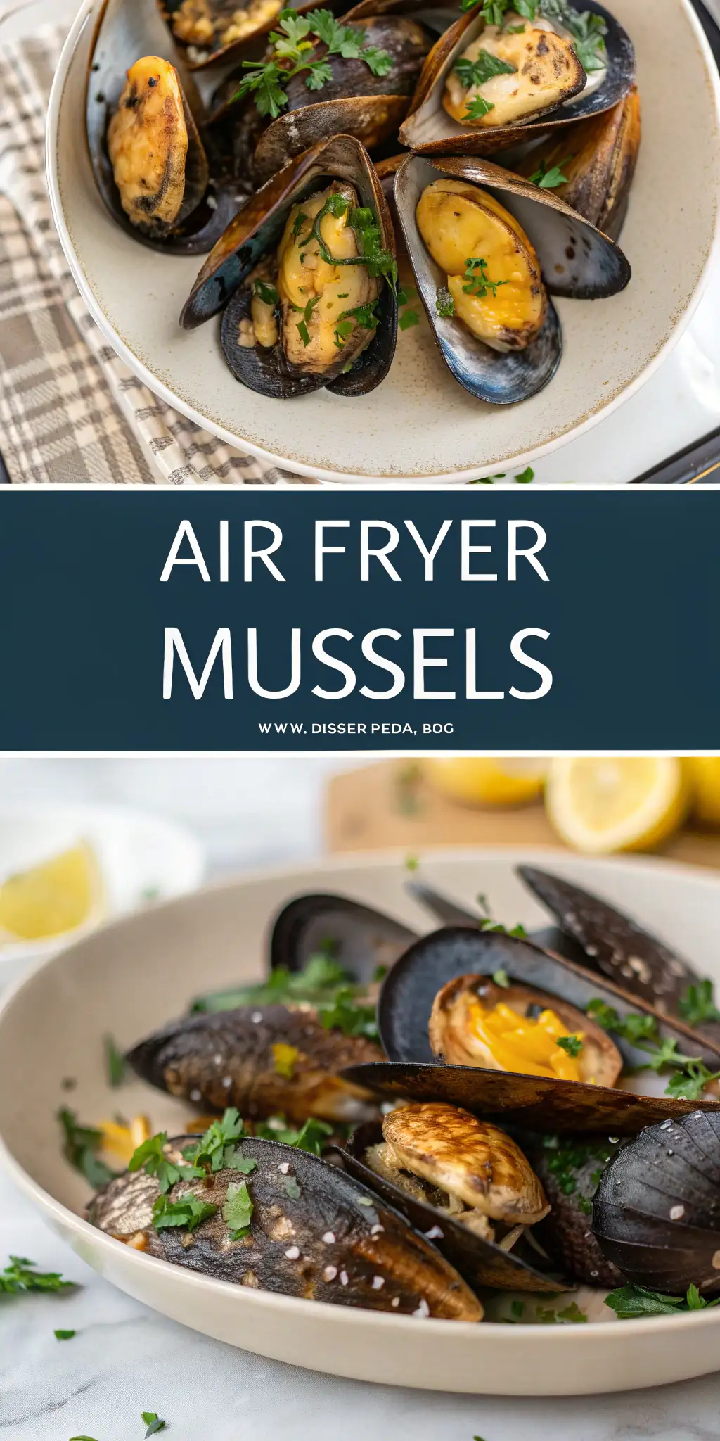 Pinterest image 1 for Air Fryer Mussels
