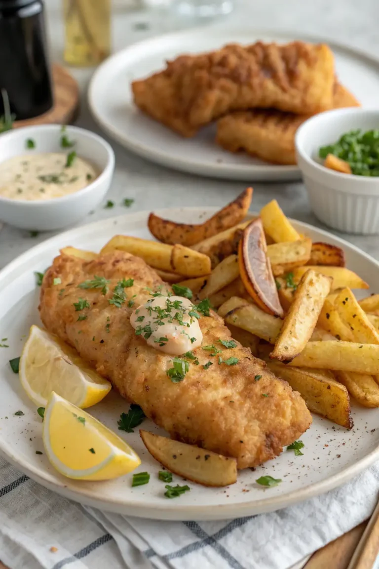 A delicious plate of Air Fryer Fish and Chips