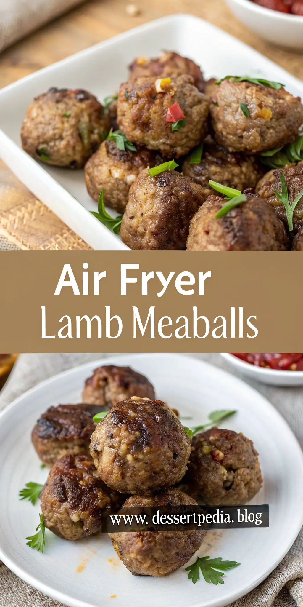 Pinterest image 1 for Air Fryer Lamb Meatballs