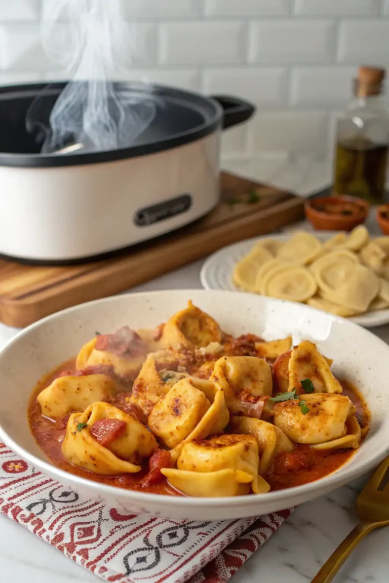 A delicious plate of Air Fryer Chicken Tortellini