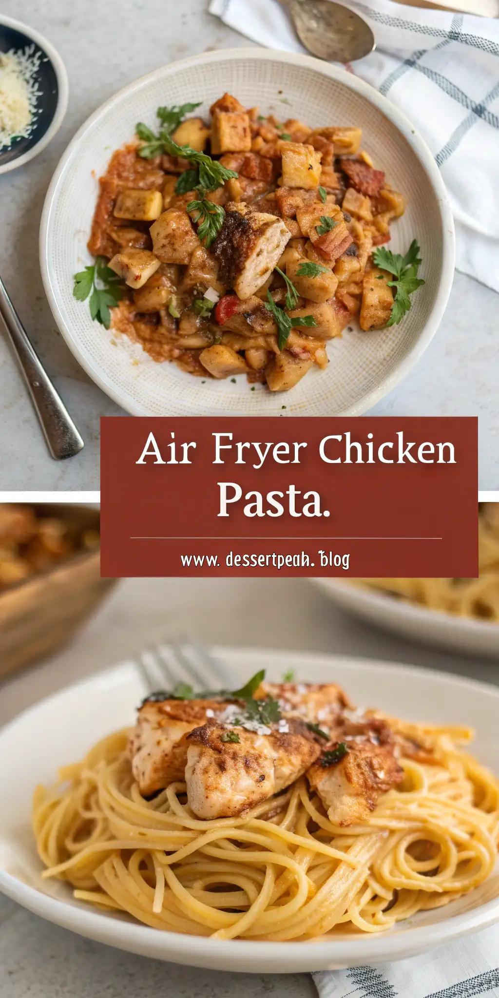 Pinterest image 2 for Air Fryer Chicken Pasta