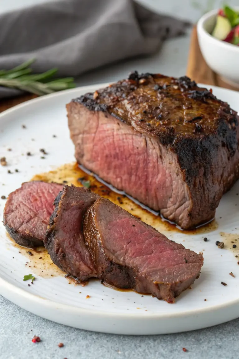 A delicious plate of Air Fryer Venison Steak