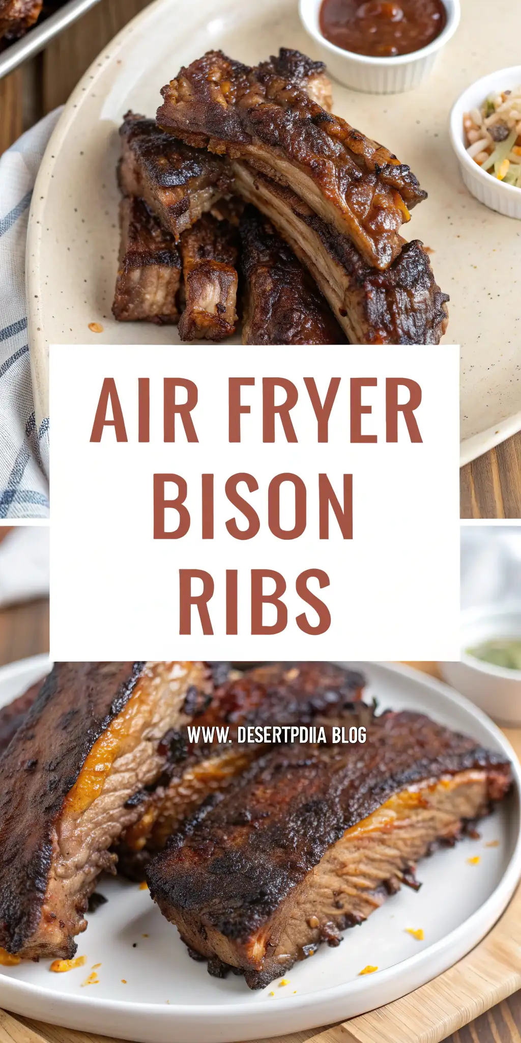 Pinterest image 1 for Air Fryer Bison Ribs