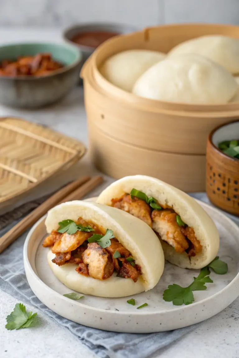 A delicious plate of Air Fryer Chicken Bao Buns