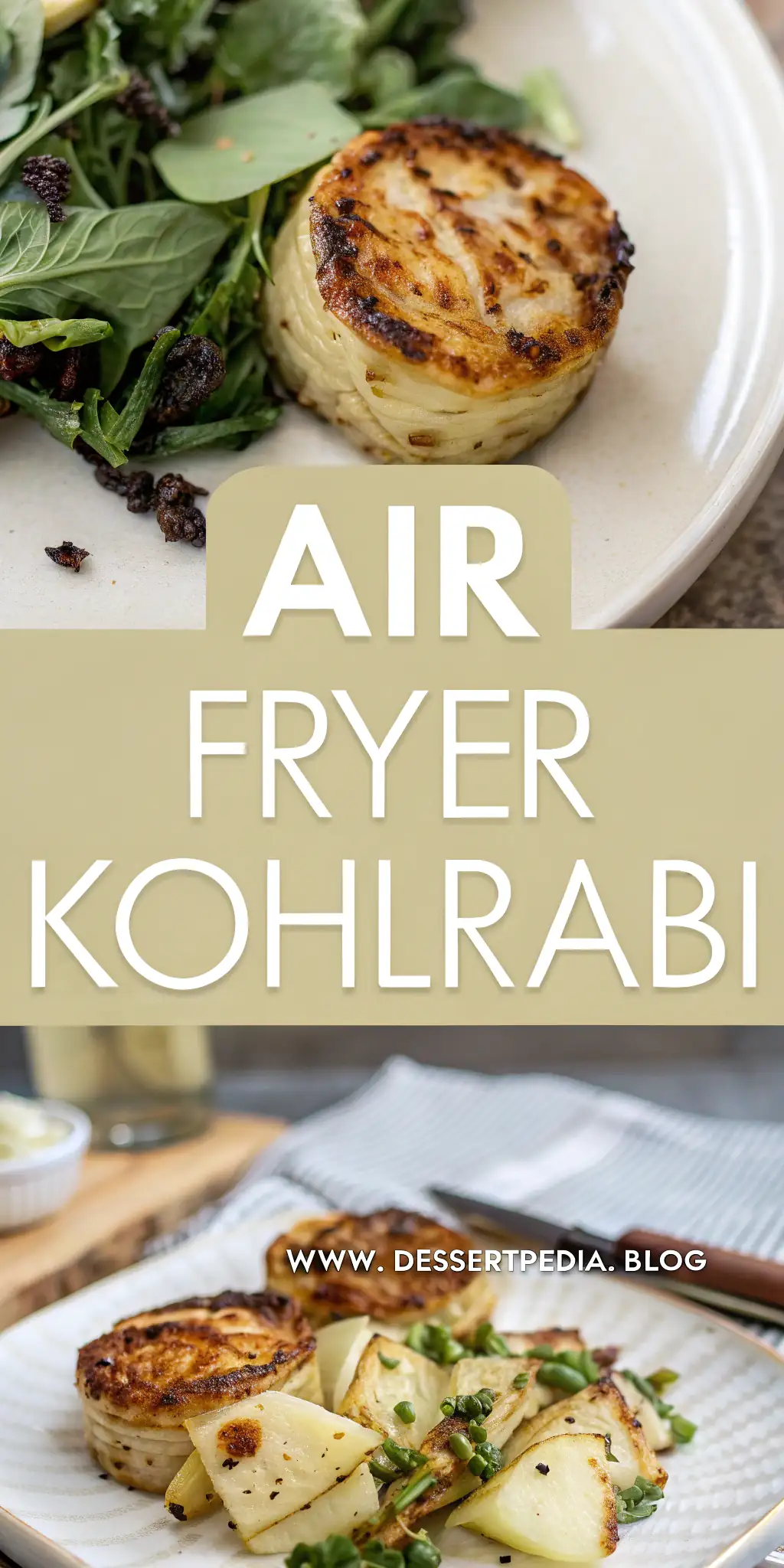 Pinterest image 1 for Air Fryer Kohlrabi