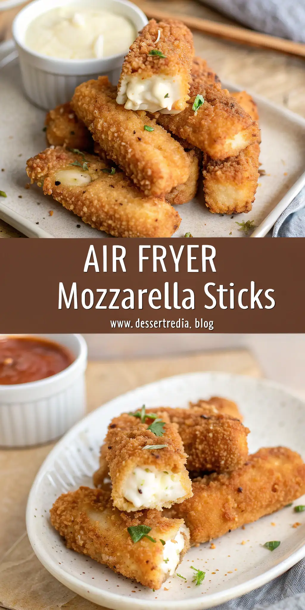 Pinterest image 2 for Air Fryer Mozzarella Sticks