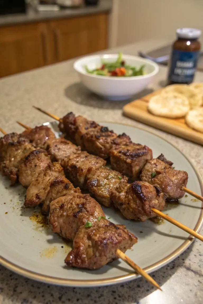 A delicious plate of Air Fryer Lamb Kebabs