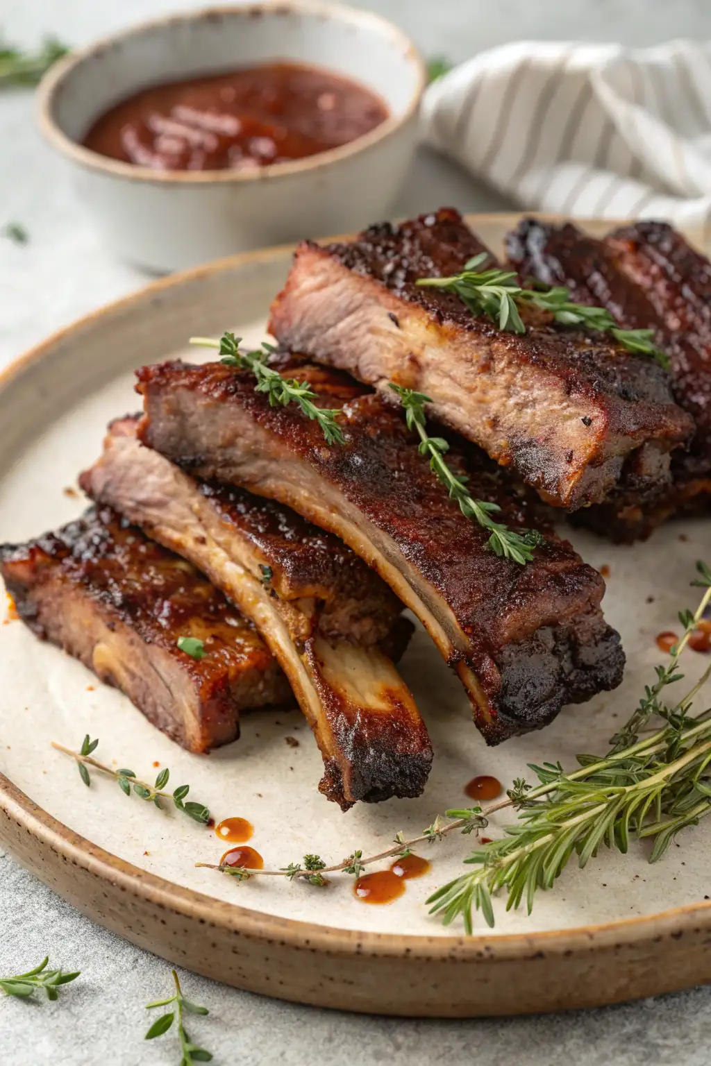 A delicious plate of Air Fryer Bison Ribs
