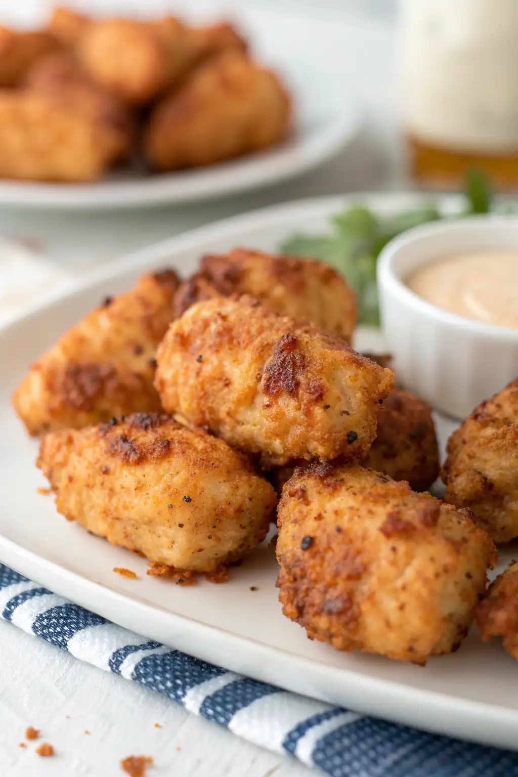 A delicious plate of Air Fryer Chicken Poppers