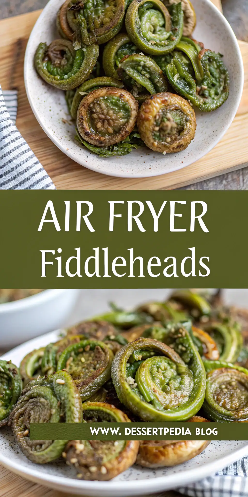 Pinterest image 2 for Air Fryer Fiddleheads