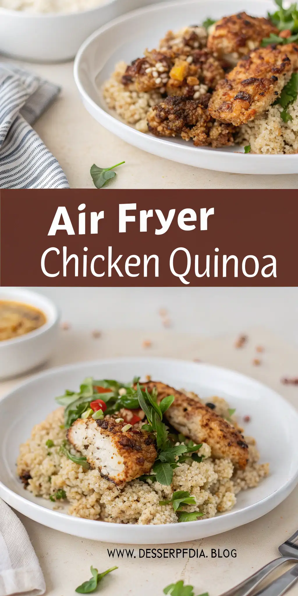 Pinterest image 2 for Air Fryer Chicken Quinoa