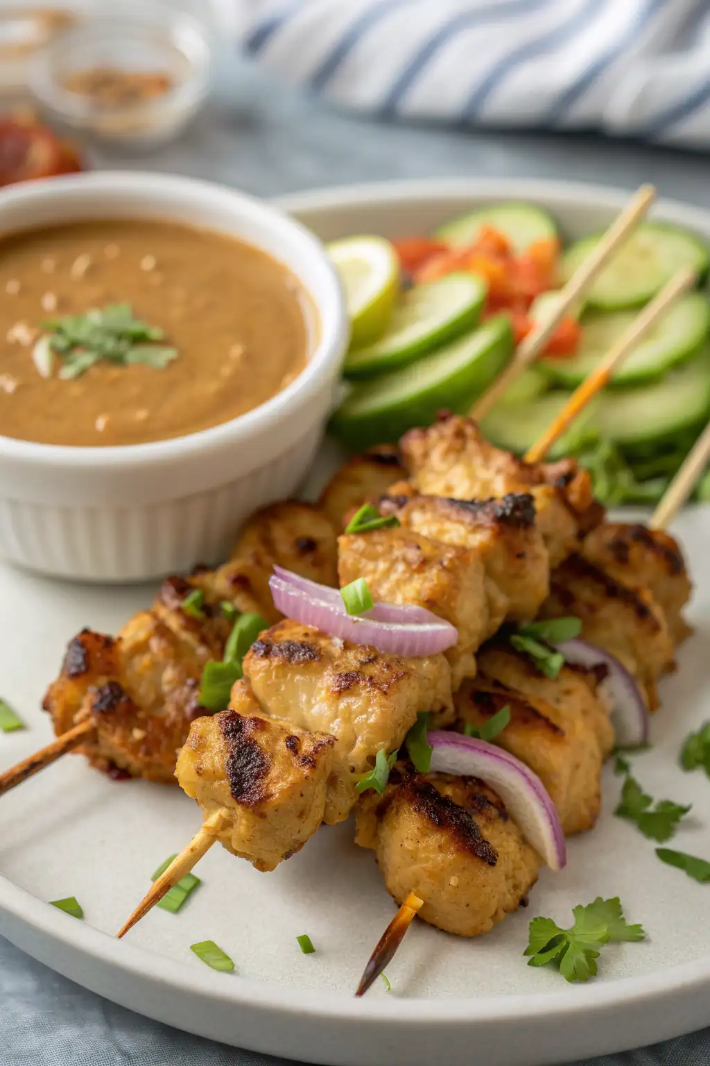 A delicious plate of Air Fryer Chicken Satay