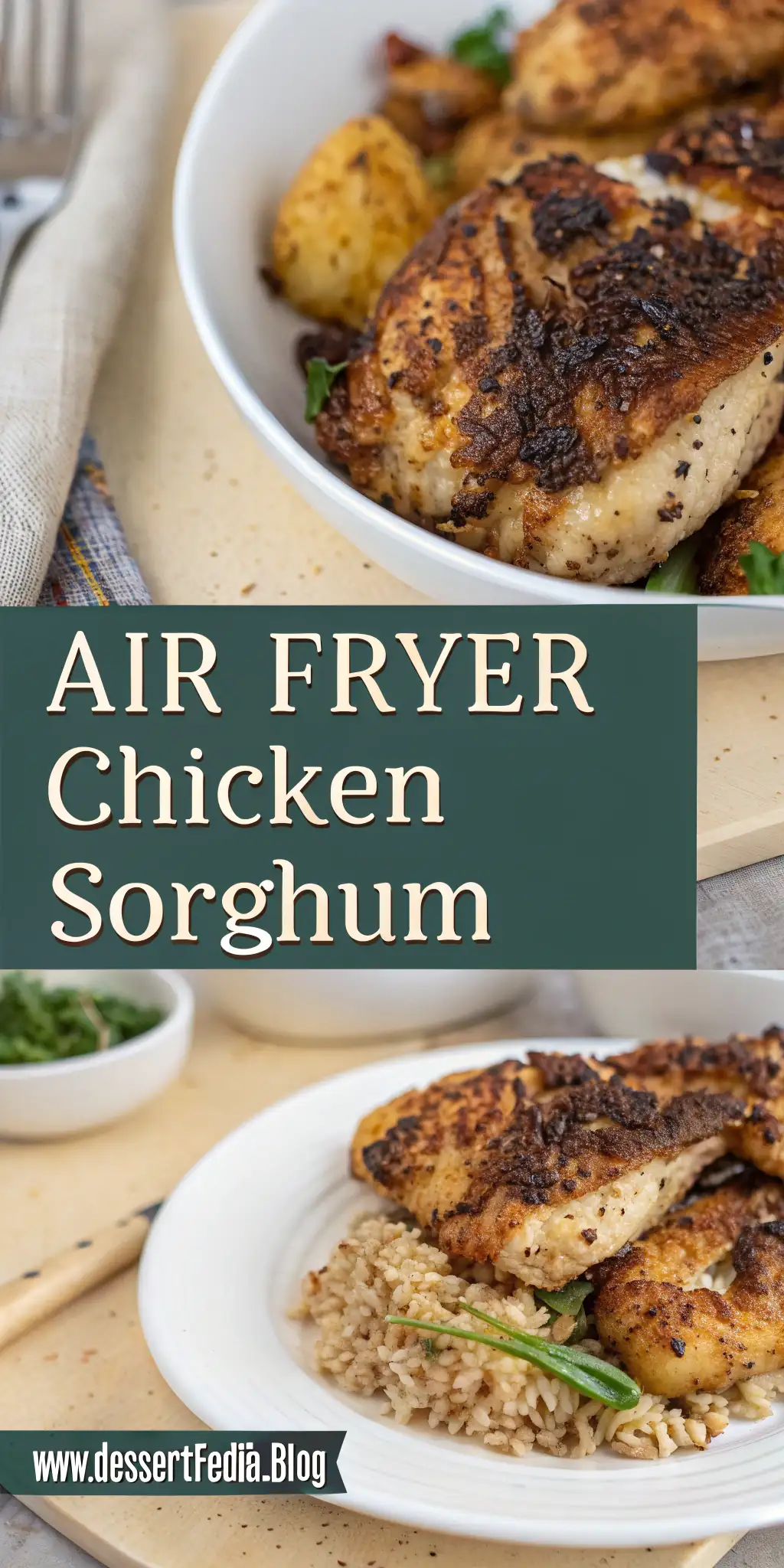 Pinterest image 1 for Air Fryer Chicken Sorghum