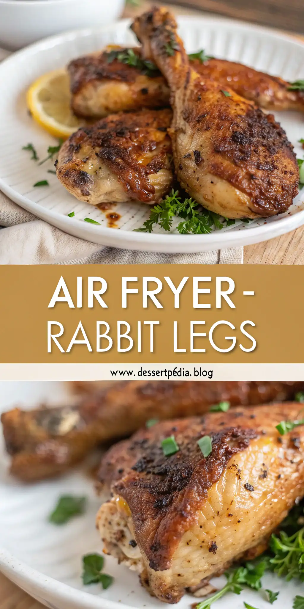 Pinterest image 1 for Air Fryer Rabbit Legs