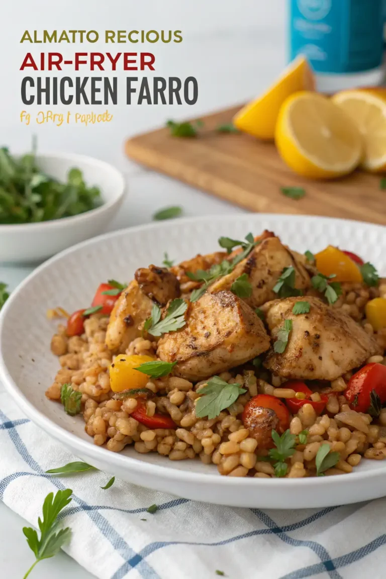 A delicious plate of Air Fryer Chicken Farro