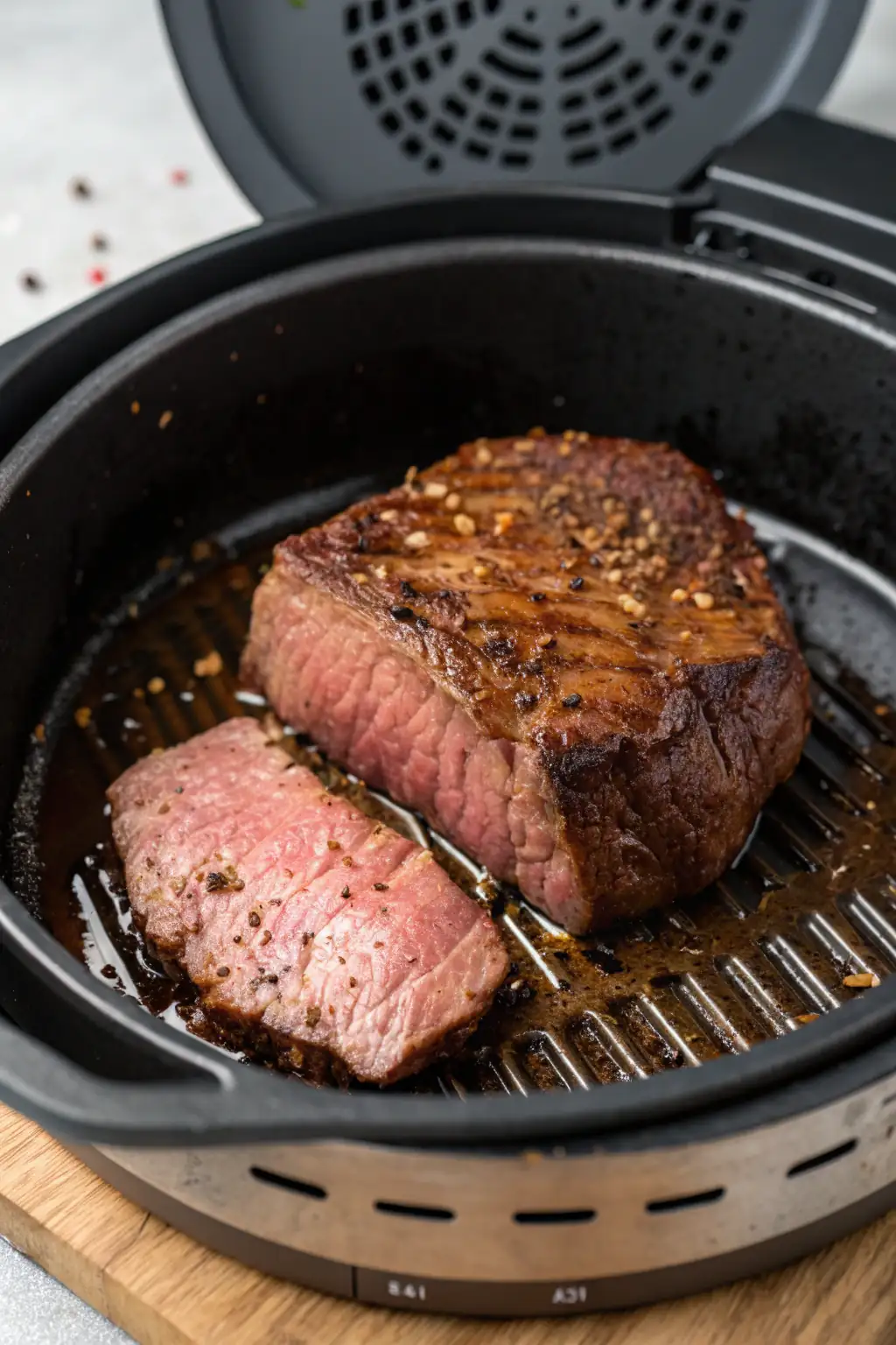 A delicious plate of Air Fryer Venison Steak